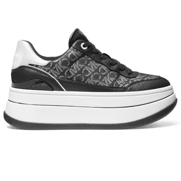 New Michael Kors Women's Hayes Empire Logo Lace-Up Platform Sneakers - Picture 2 of 3